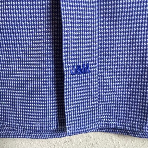Johnston & Murphy Shirt Men's L Blue White Button Up Long Sleeve Check - Picture 5 of 9